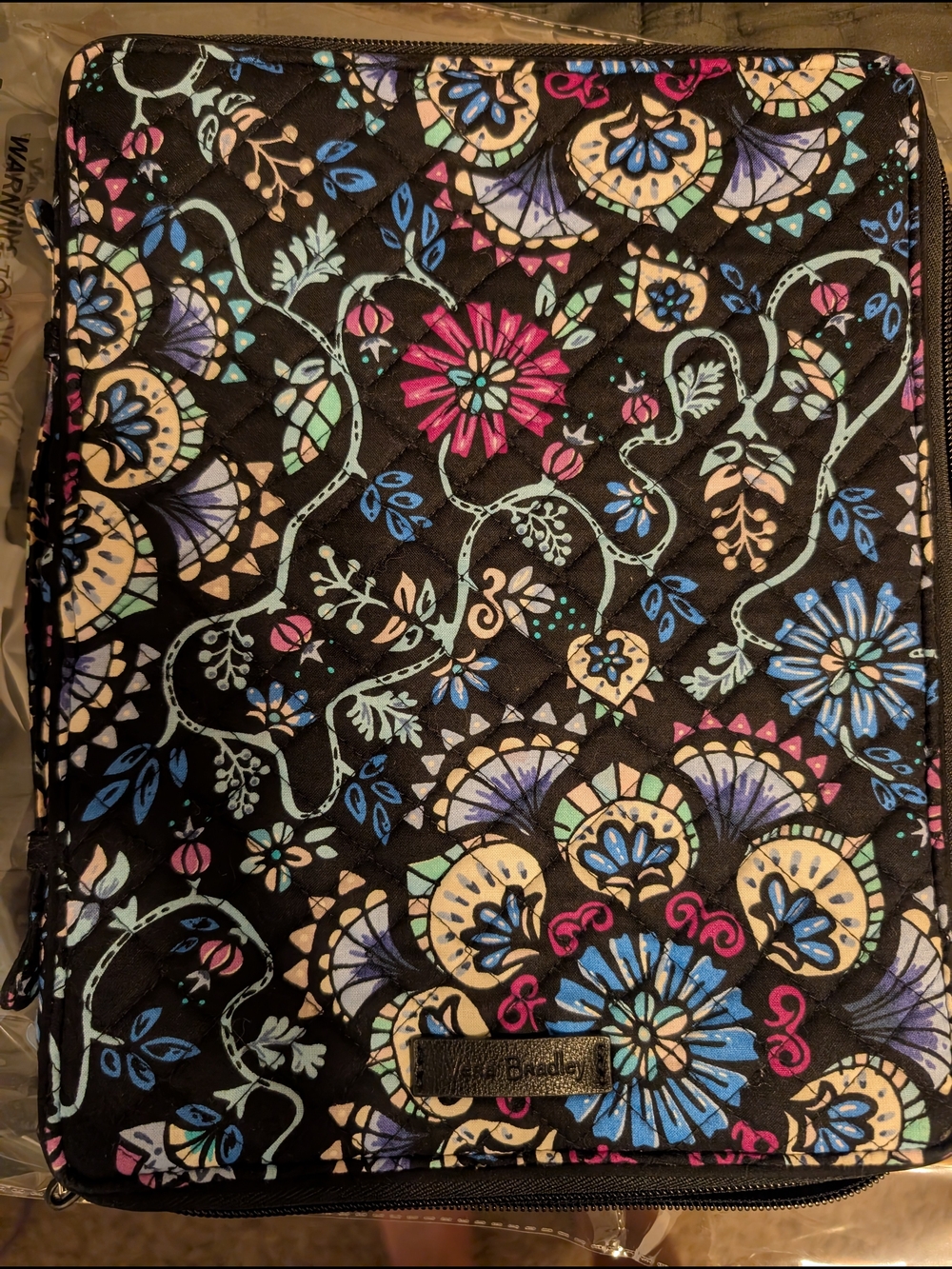 Vera Bradley Black Quilted Floral Organizer